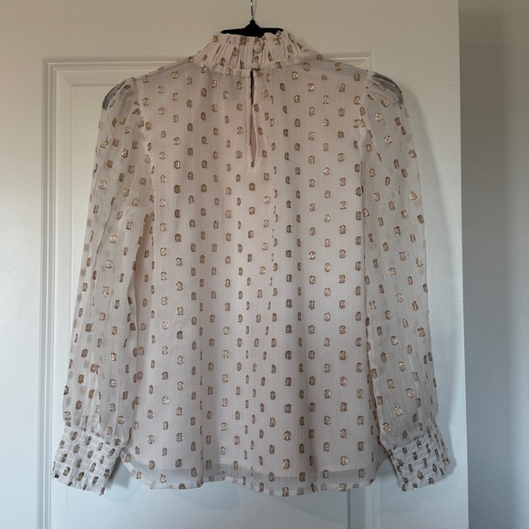 Women’s LOFT Petite Cream and Gold Top - Picture 2 of 9